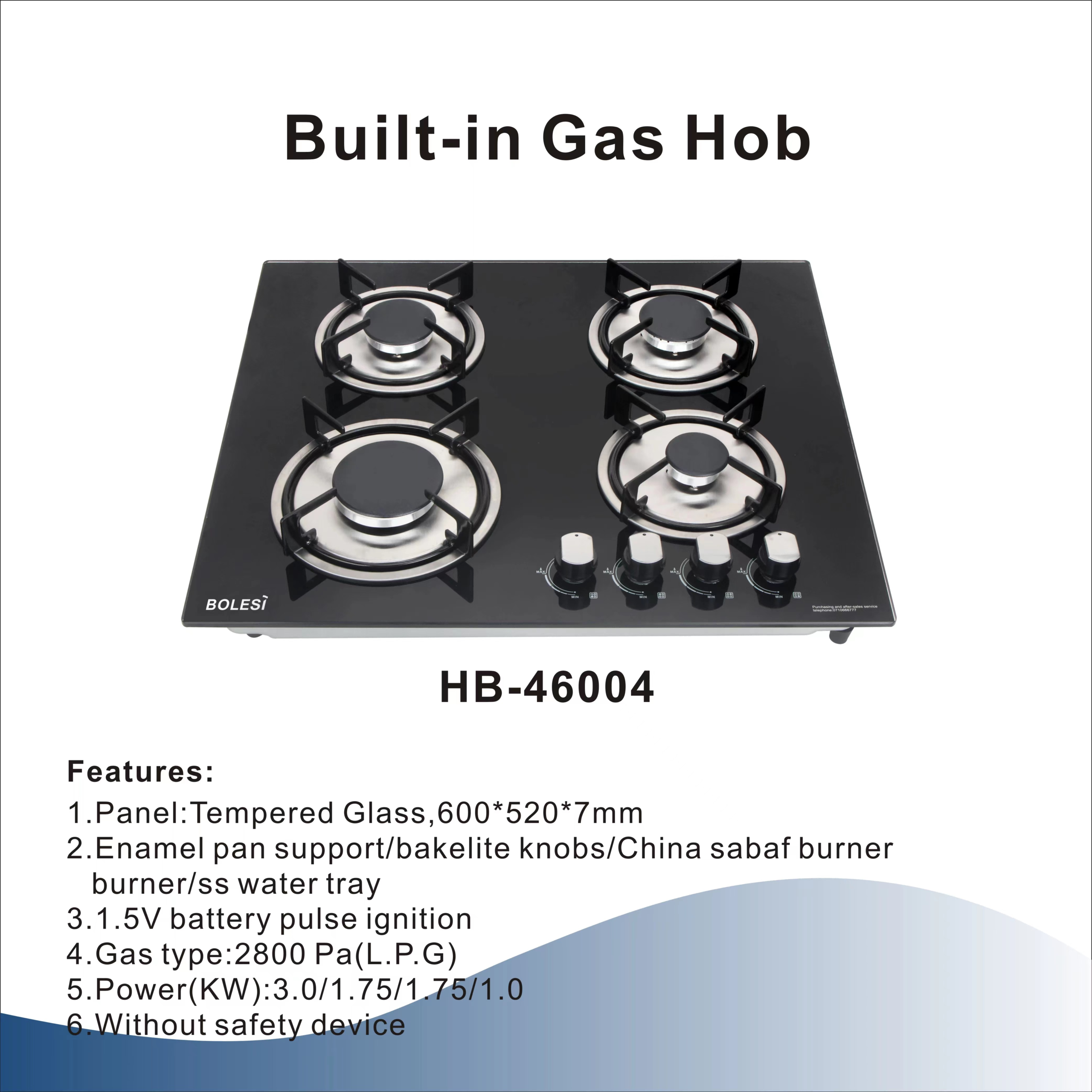 Bolesi Built-In 4 Gas Stainless Hob