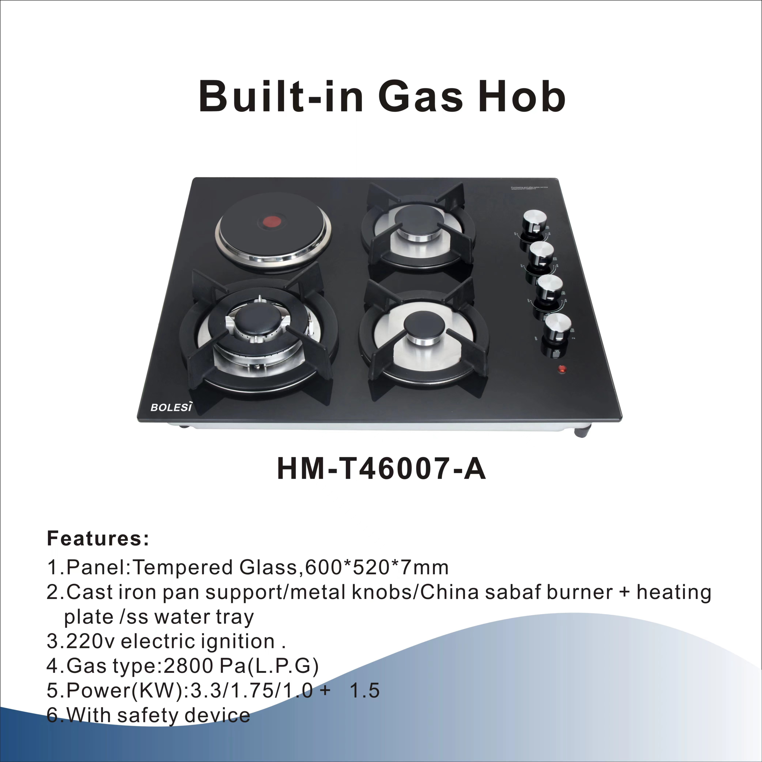 Bolesi 3+1 Glass Hob