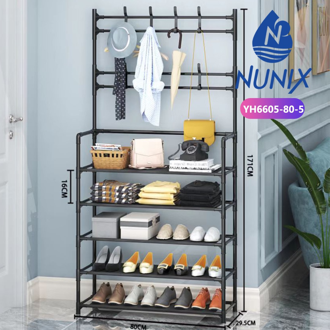 Nunix All-In-1 Shoe Rack Coat Hanger Organizer